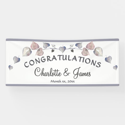 ソフトスコティッシュヘザー – 結婚のハート 横断幕 (横)