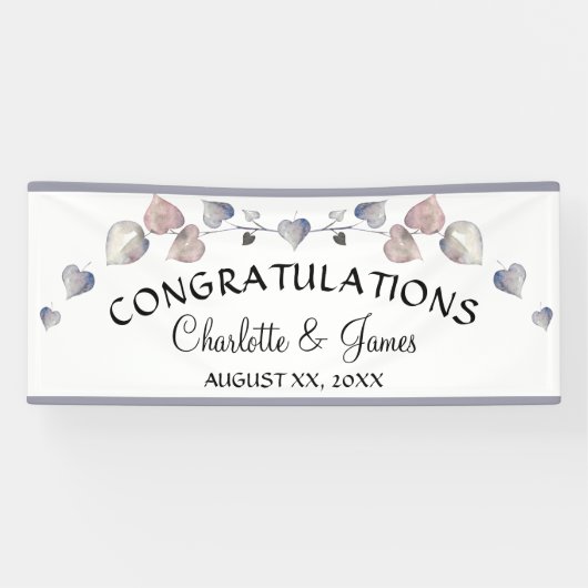 ソフトスコティッシュヘザー – 結婚のハート 横断幕 (横)