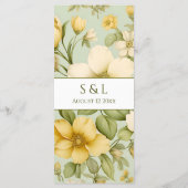 ソフトスタイリッシュグリーンとベージュのフローラのメ結婚ニュー メニュー (裏面)