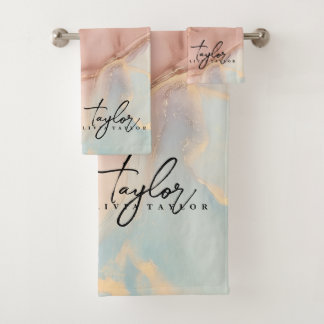 ソフトスタイリッシュ金ゴールド大理石バスタオル バスタオルセット