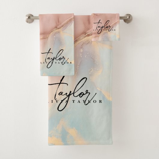 ソフトスタイリッシュ金ゴールド大理石バスタオル バスタオルセット (インサイチュ)