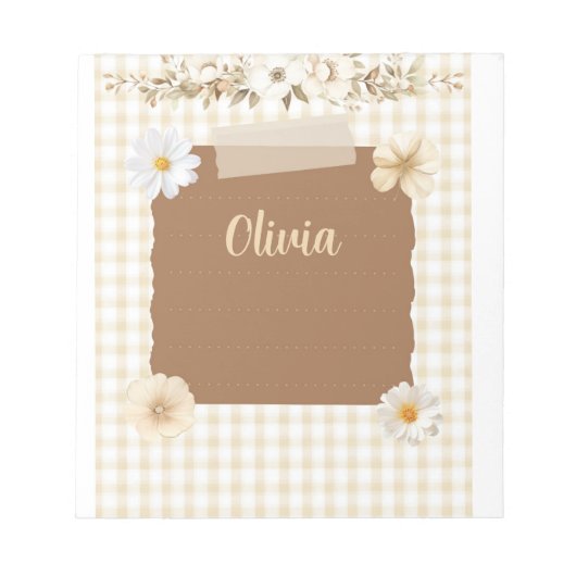 ソフトスタンプエレガントとバラアクセントのプランナー- C ノートパッド (正面)