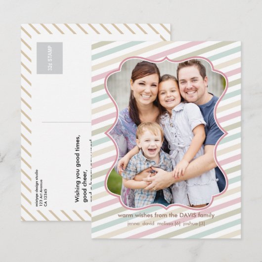 ソフトストライプホリデーフォトポストカード シーズンポストカード (正面/裏面)