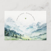 ソフトスノーマウンテンランドスケープ結婚式のレセプション エンクロージャーカード (裏面)