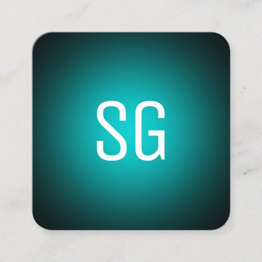 ソフトスポット – イニシャル – ブラックのシアン スクエア名刺 (正面)