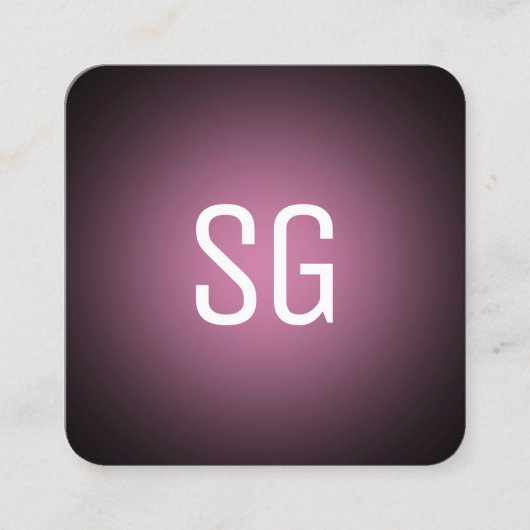 ソフトスポット – イニシャル – ブラック上のピンク スクエア名刺 (正面)