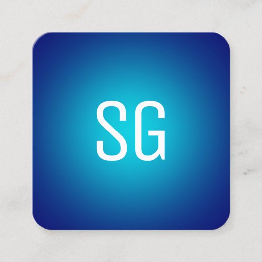 ソフトスポット – イニシャル – 水色深い海軍 スクエア名刺 (正面)