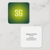 ソフトスポット – イニシャル – 濃い緑の黄色 スクエア名刺 (正面/裏面)