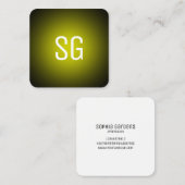 ソフトスポット – イニシャル – 黒の黄色 スクエア名刺 (正面/裏面)