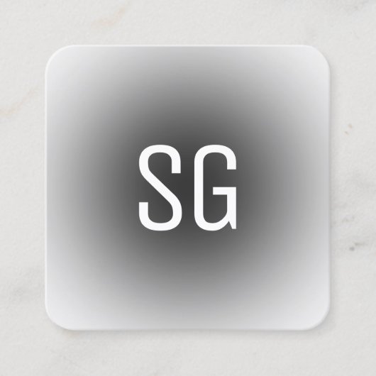 ソフトスポット – イニシャル – 黒 スクエア名刺 (正面)