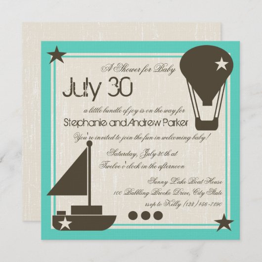 ソフトセイルズベビーシャワー 招待状 (正面/裏面)