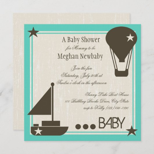 ソフトセイルズベビーシャワー 招待状 (正面/裏面)