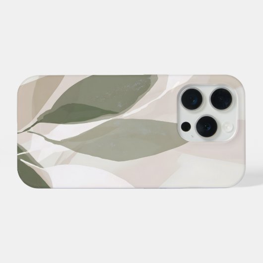 ソフトセージのボタニカルアブストラクト - 穏やかなモダンオーガニック iPhoneケース (裏面横)