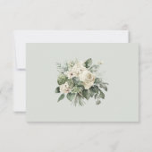 ソフトセージグリーンのフラワースタイルの結婚式RSVPカード 出欠カード (裏面)