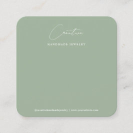ソフトセージグリーンの手書きスクリプトジュエリーディスプレイ スクエア名刺