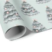 ソフトセージグリーンクリスマス赤面ツリーオーナメント ラッピングペーパー (ロールコーナー)