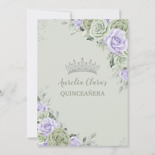 ソフトセージグリーンパープルフローラシルバーキンセアニラ 招待状 (裏面)