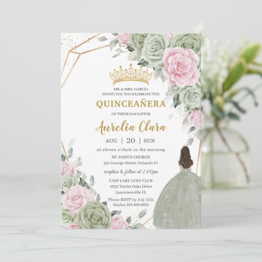 ソフトセージグリーンピンクフローラ金ゴールドキンセアニラ 招待状 (スタンド正面)