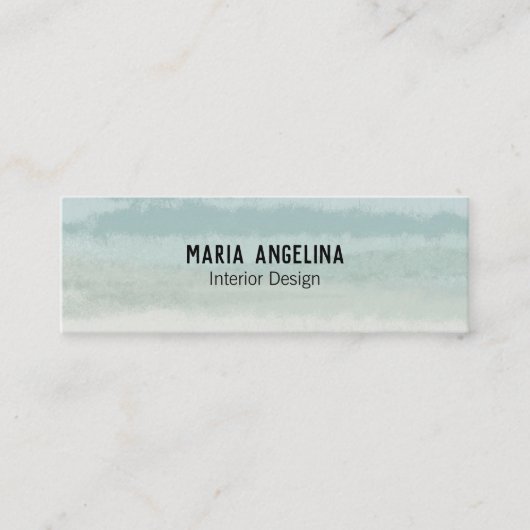 ソフトセージグリーン抽象芸術ウォーターカラーパステル スキニー名刺 (正面)