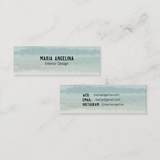 ソフトセージグリーン抽象芸術ウォーターカラーパステル スキニー名刺 (正面/裏面)