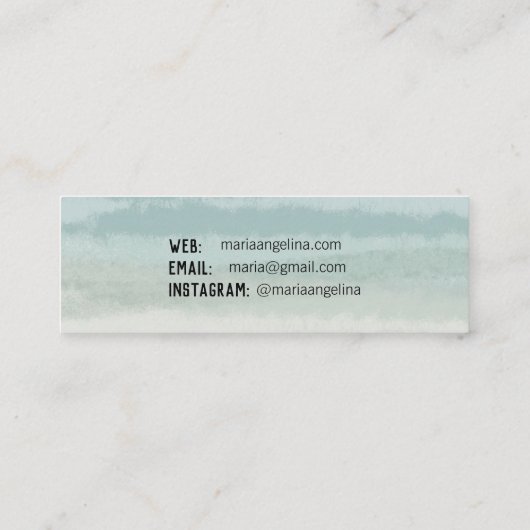 ソフトセージグリーン抽象芸術ウォーターカラーパステル スキニー名刺 (裏面)