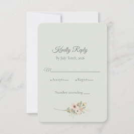 ソフトセージボタニカル結婚式RSVP 出欠カード
