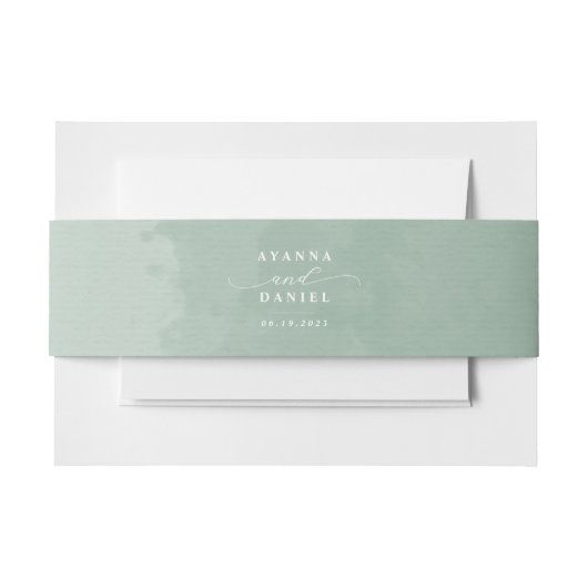 ソフトセージ水の色とスクリプエレガントト 招待状ベリーバンド (正面例)