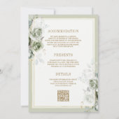 ソフトセージ緑のフローラ金ゴールド結婚すべて 招待状 (裏面)