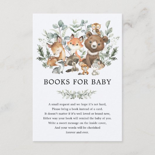 ソフトセージ緑の森林動物の本ベビー エンクロージャーカード (正面)