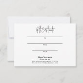 ソフトセージ緑の署名モノグラムギフトカード (裏面)