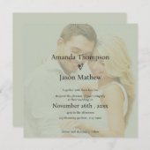 ソフトセージ緑フェルムスタイル結婚式招待状 (正面/裏面)