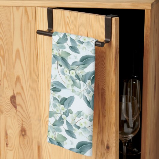 ソフトセージ緑ユーカリ水カラースタイル キッチンタオル (三つ折り)