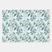 ソフトセージ緑ユーカリ水カラースタイル ラッピングペーパーシート (正面)