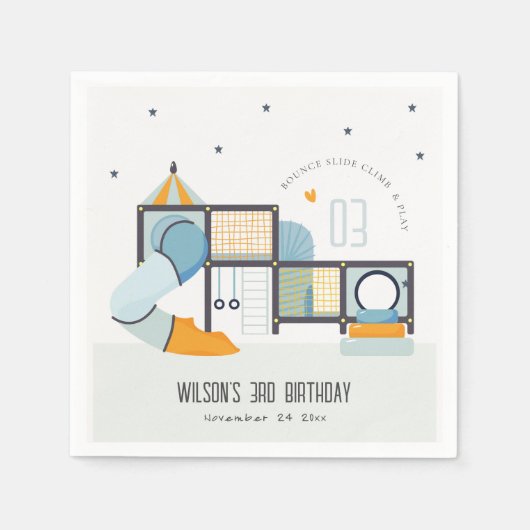 ソフトセ遊ンター屋内ジャングルジム子供の誕生日 スタンダードカクテルナプキン (正面)