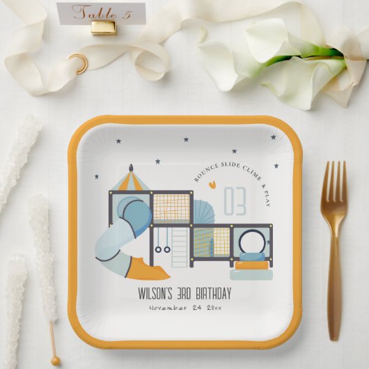 ソフトセ遊ンター屋内ジャングルジム子供の誕生日 ペーパープレート (ウェディング)