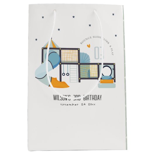 ソフトセ遊ンター屋内ジャングルジム子供の誕生日 ミディアムペーパーバッグ (正面)