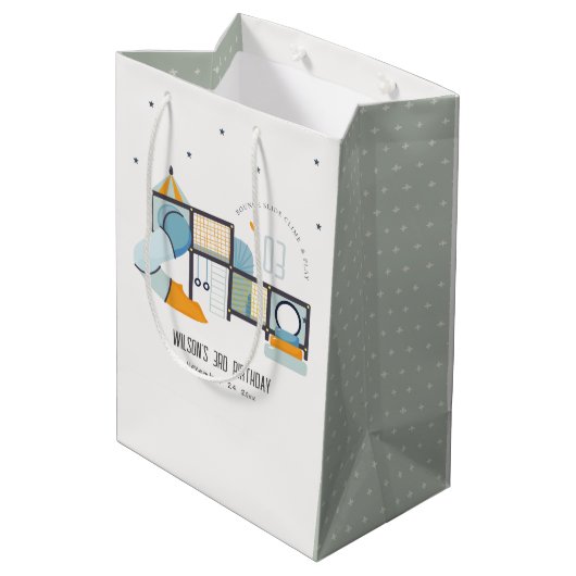 ソフトセ遊ンター屋内ジャングルジム子供の誕生日 ミディアムペーパーバッグ (裏面アングル)