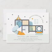 ソフトセ遊ンター屋内ジャングルジム子供の誕生日 招待状 (正面)