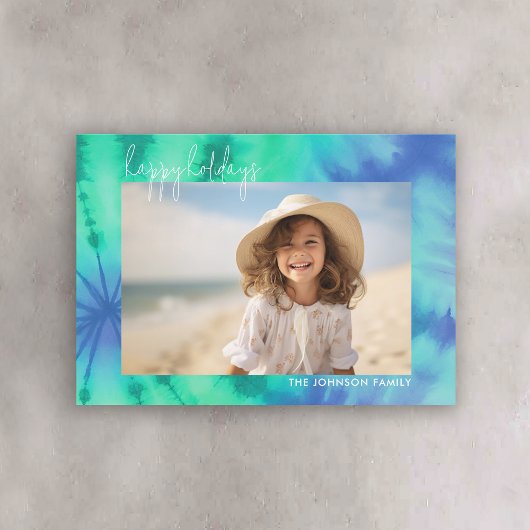 ソフトタイダイレトロクリスマス – 横型フォト シーズンカード