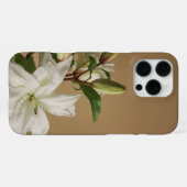 ソフトタンの背景に白いユリ iPhoneケース (裏面横)