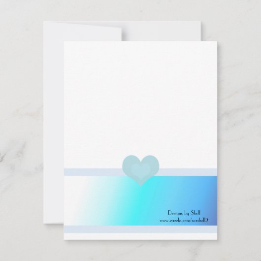 ソフトターコイズとブルー誕生日招待状 招待状 (裏面)