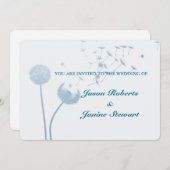 ソフトターコイズのタンポポの願い ウェディング 招待状 (正面/裏面)