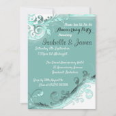 ソフトターコイズの結婚記念日招待状 招待状 (正面)
