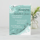 ソフトターコイズの結婚記念日招待状 招待状 (スタンド正面)