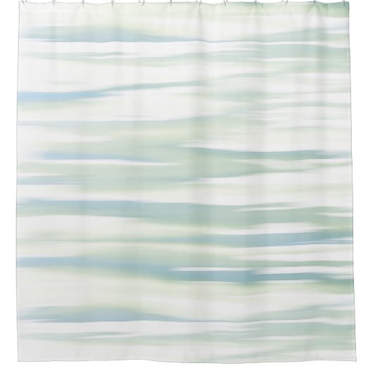 ソフトターコイズセージ波 シャワーカーテン (正面)