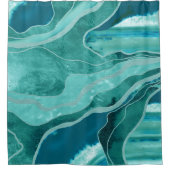 ソフトターコイズティール（緑がかった色）大理石アゲートグラム#1 #decor  シャワーカーテン (正面)