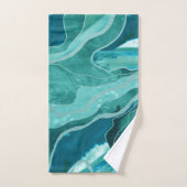 ソフトターコイズティール(緑がかった色)大理石アゲートグラム#1 #decor バスタオルセット (ハンドタオル)