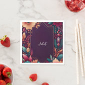 ソフトターコイズ フォール ボールド ジュエル トーン ブライダル シャワー スタンダードカクテルナプキン (インサイチュ)