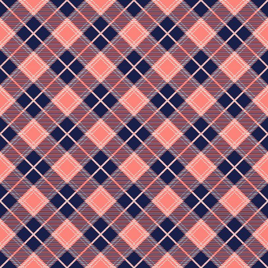 ソフトタータンチェックスローでサンゴとネイビーチェックパターン フリースブランケット