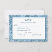 ソフトダスティブルーエレガントフローラ応答カード 出欠カード (正面)